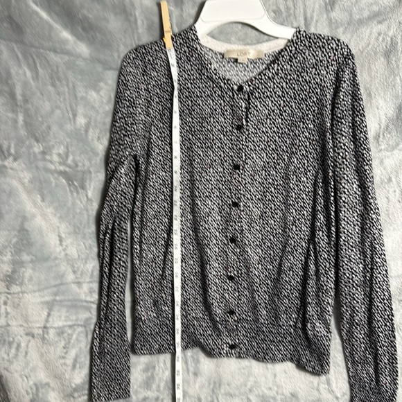 Loft‎ cardigan sweater women’s size small button up black print cute - Picture 4 of 8